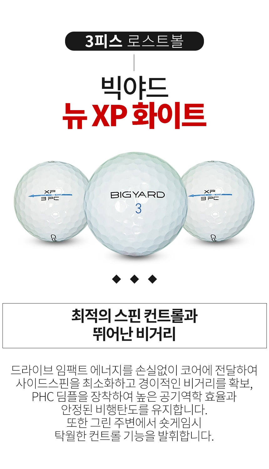 빅야드 뉴 XP 골프공 A급 로스트볼 (16개/박스)