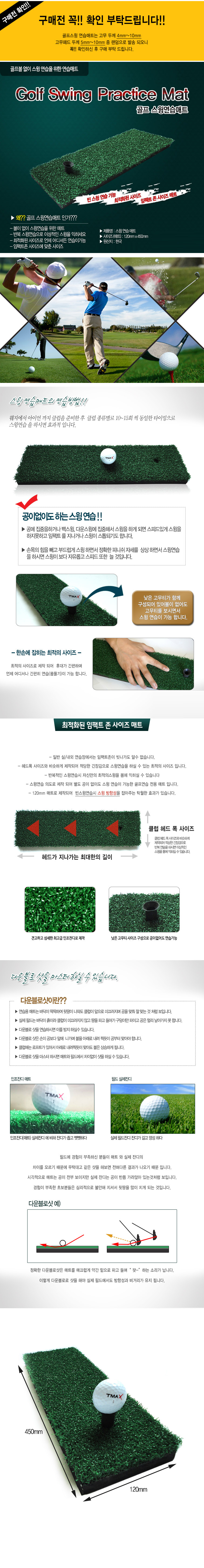 티맥스 골프 스윙 연습용 매트 (사이즈 120mm x 450mm)