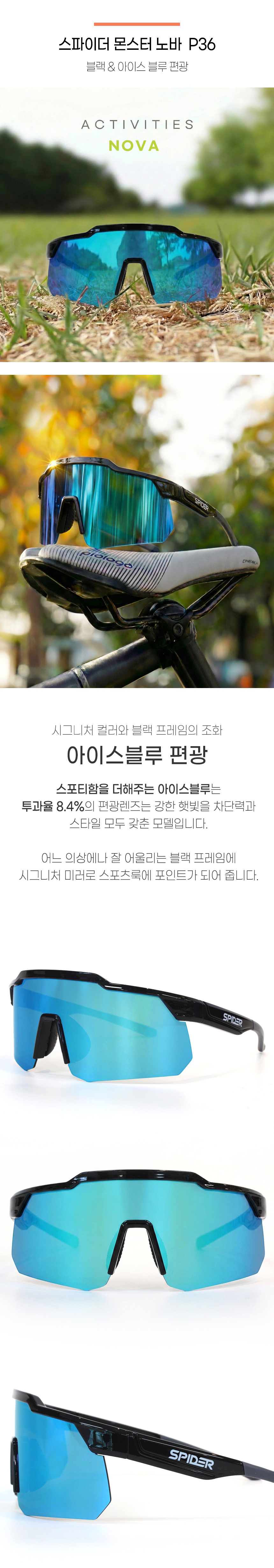 스파이더 몬스터 P36 노바 편광 아이스블루