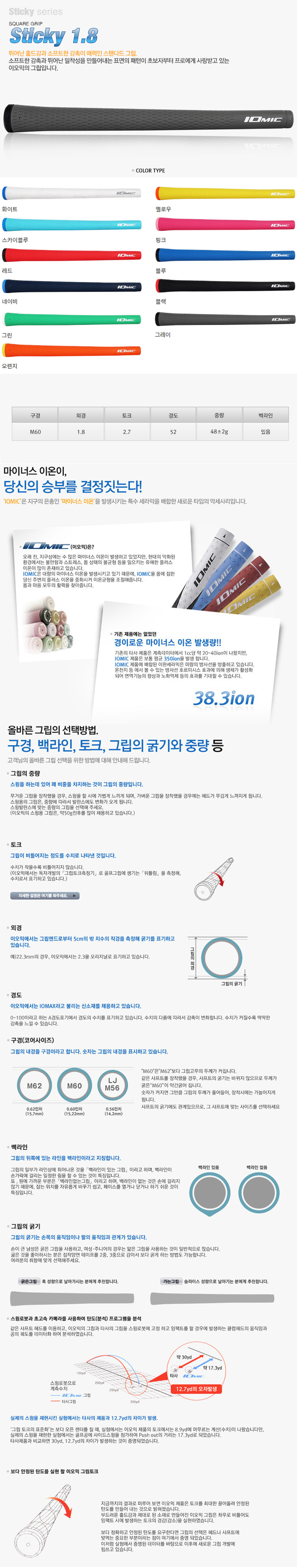 이오믹 Sticky 1.8 (스티키 1.8 아이언&우드-남성용) 립 그립
