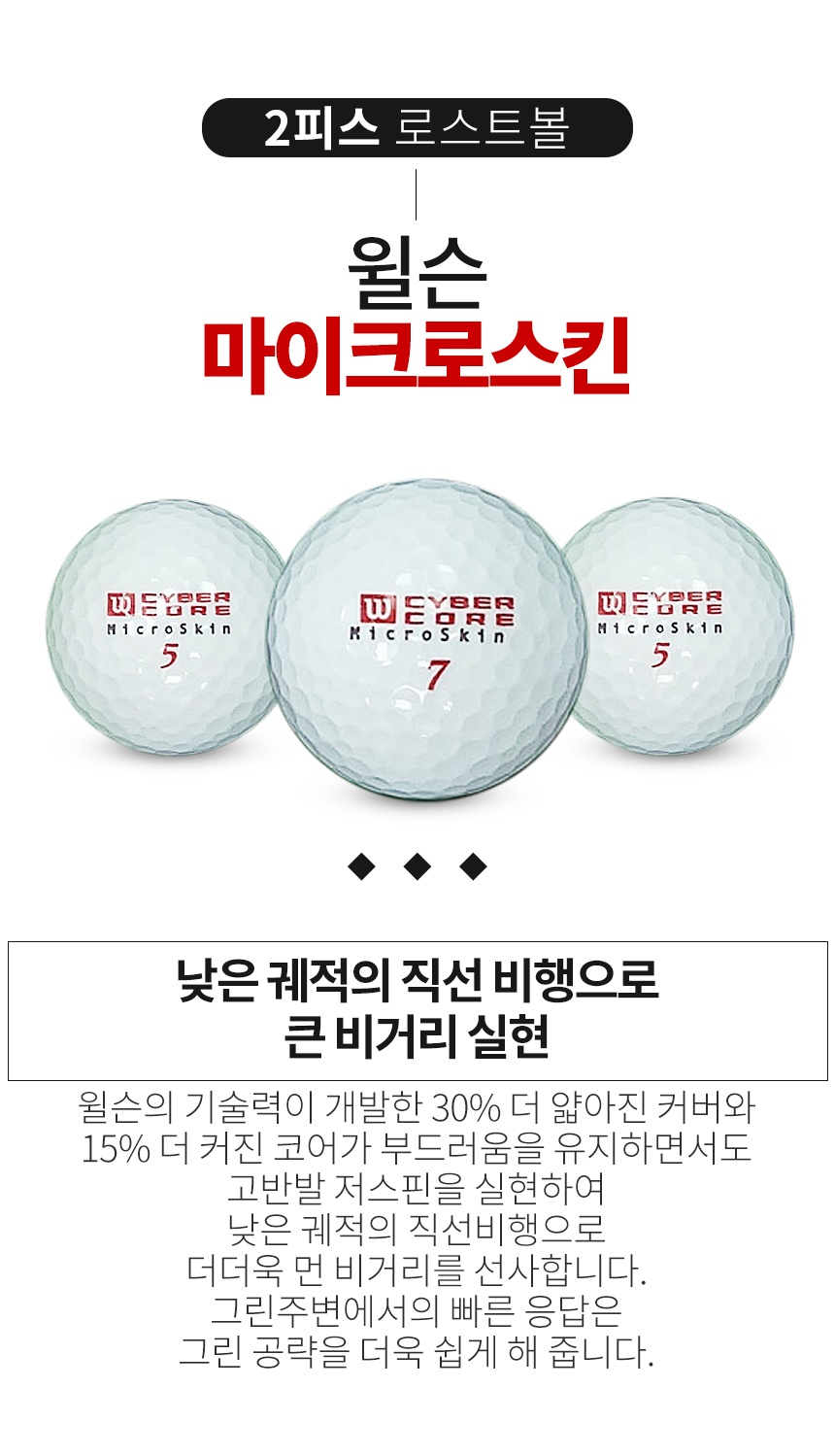 윌슨 마이크로스킨 2피스 골프공 A급 로스트볼 (16개/박스)