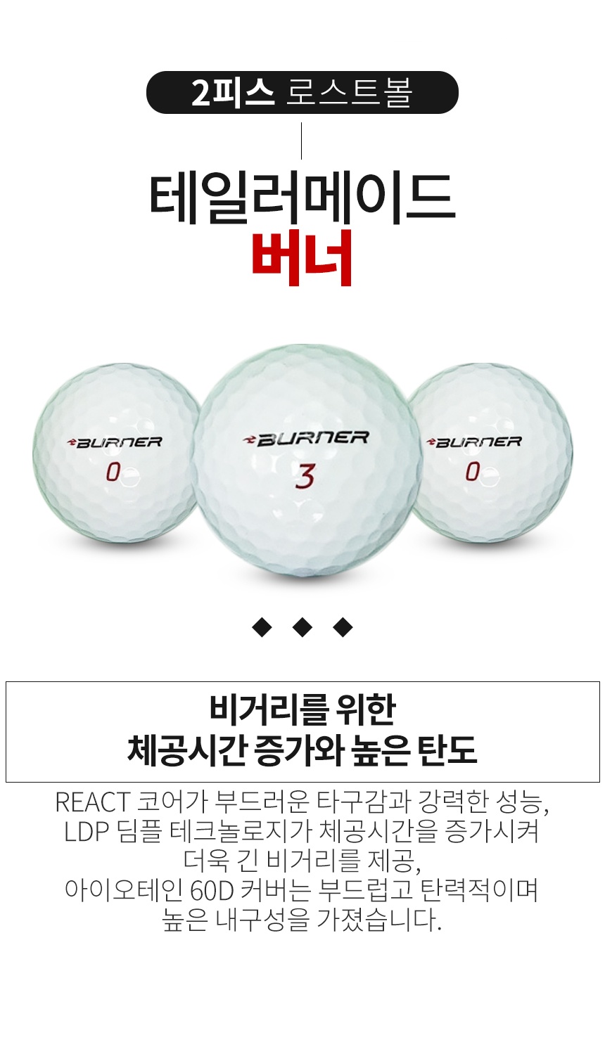 테일러메이드 버너 2피스 골프공 A+급 로스트볼 (16개/박스)